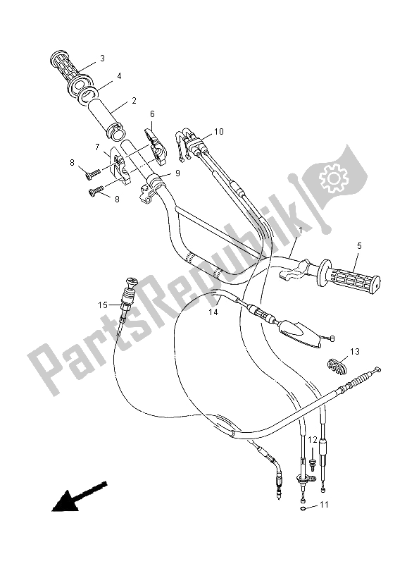 All parts for the Steering Handle & Cable of the Yamaha TT R 125 SW LW 2012