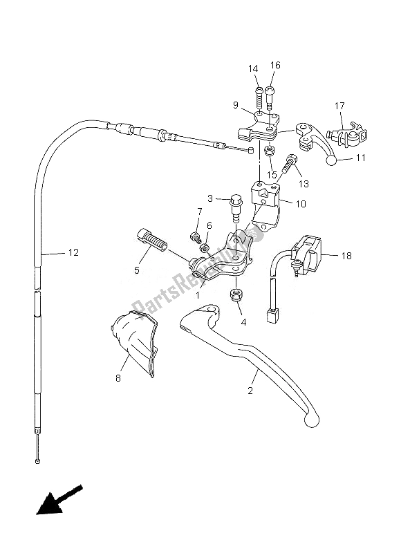 All parts for the Handle Switch & Lever of the Yamaha YZ 250F 2013