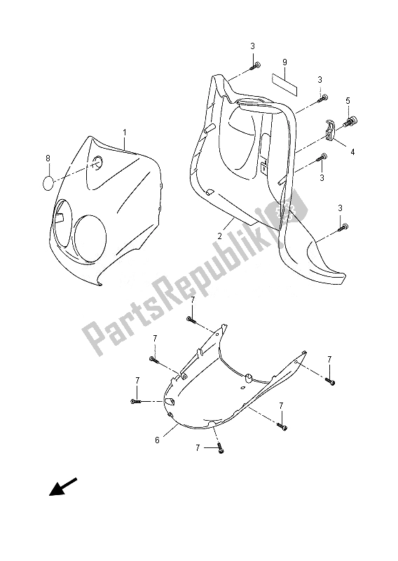 All parts for the Leg Shield of the Yamaha YN 50 2013