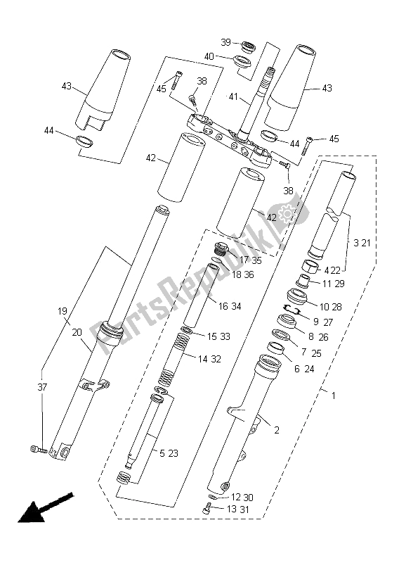 All parts for the Front Fork of the Yamaha XVS 950A 2012