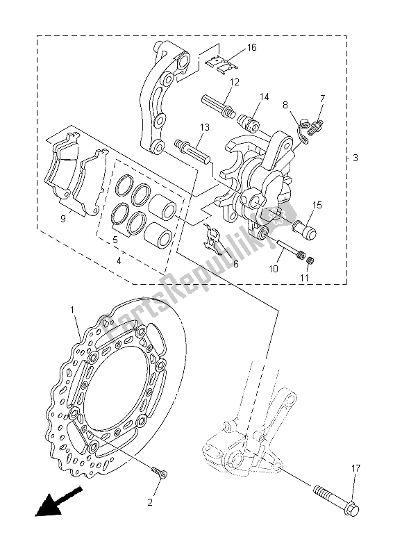 Wszystkie części do Zacisk Hamulca Przedniego Yamaha YZ 450F 2014
