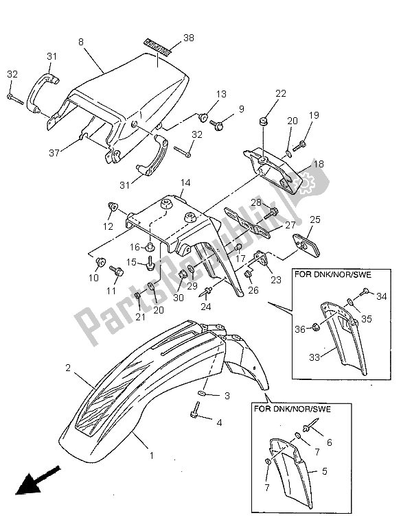 Toutes les pièces pour le Aile du Yamaha XT 600E 1997