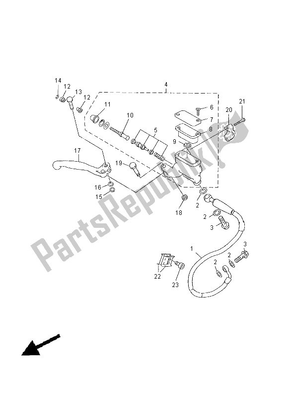 All parts for the Front Master Cylinder of the Yamaha WR 400F 2000