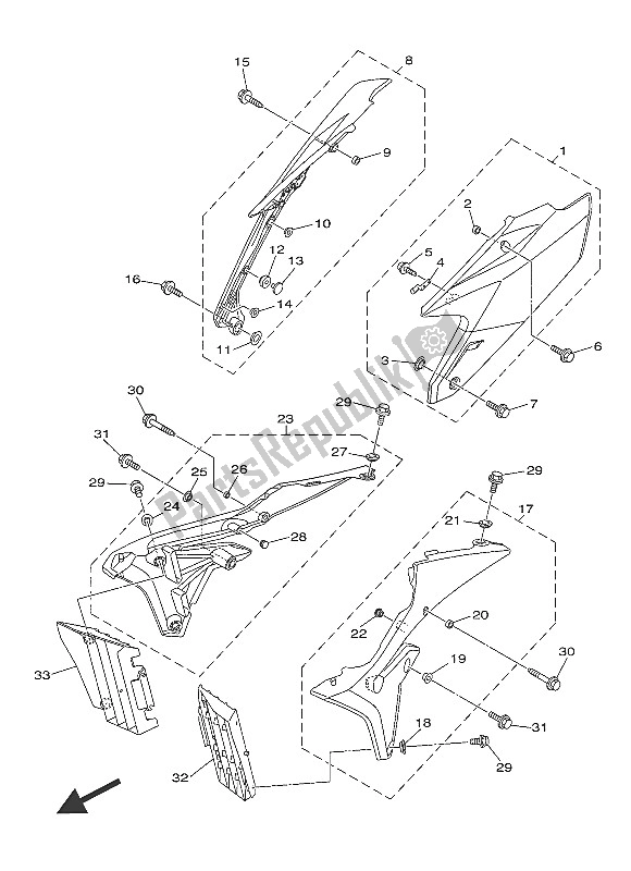 Toutes les pièces pour le Couvercle Latéral du Yamaha YZ 450F 2016