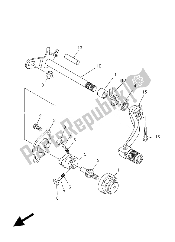 Alle onderdelen voor de Schakelas van de Yamaha YZ 250F 2013
