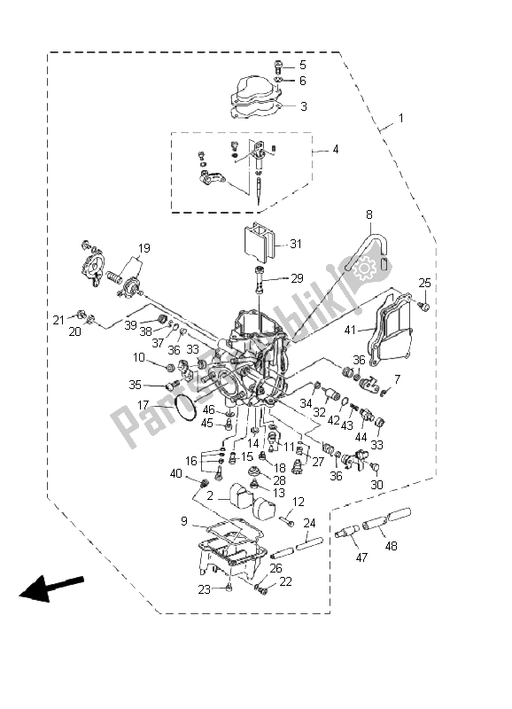 All parts for the Carburetor of the Yamaha YFM 400F BIG Bear PRO 2002