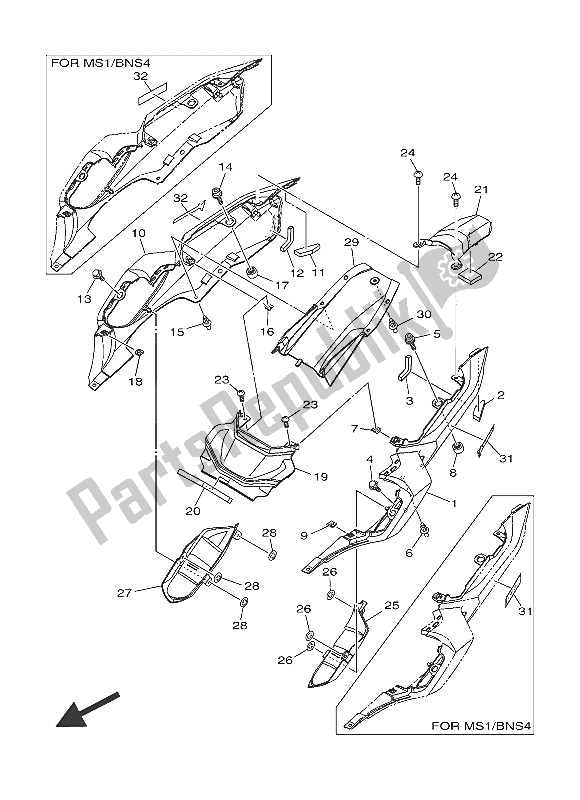 Todas las partes para Cubierta Lateral de Yamaha MT-07 700 2016