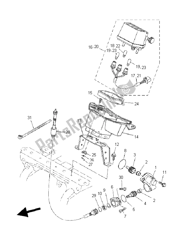All parts for the Meter of the Yamaha YFM 350 BA Bruin 2X4 2005