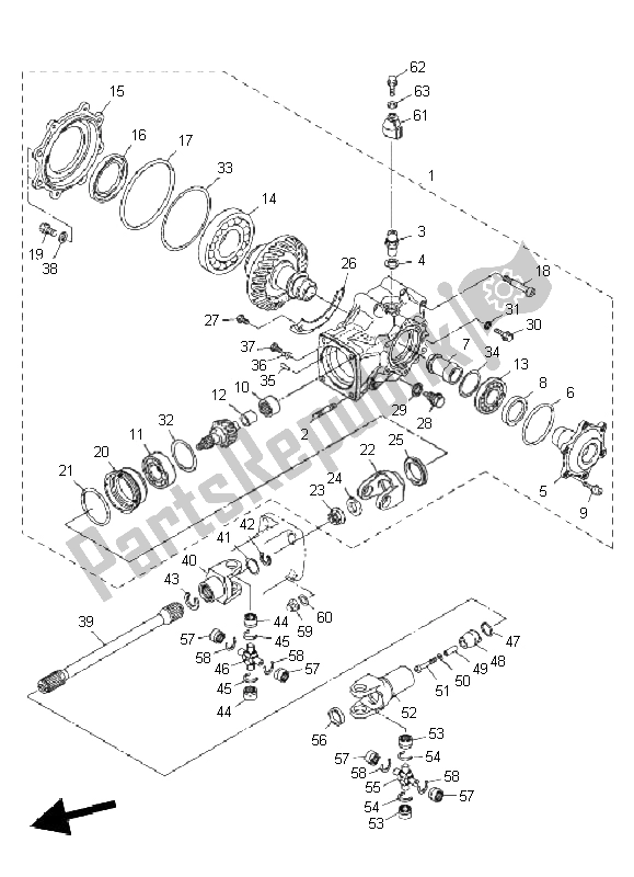 Alle onderdelen voor de Aandrijfas van de Yamaha VMX 17 1700 2011
