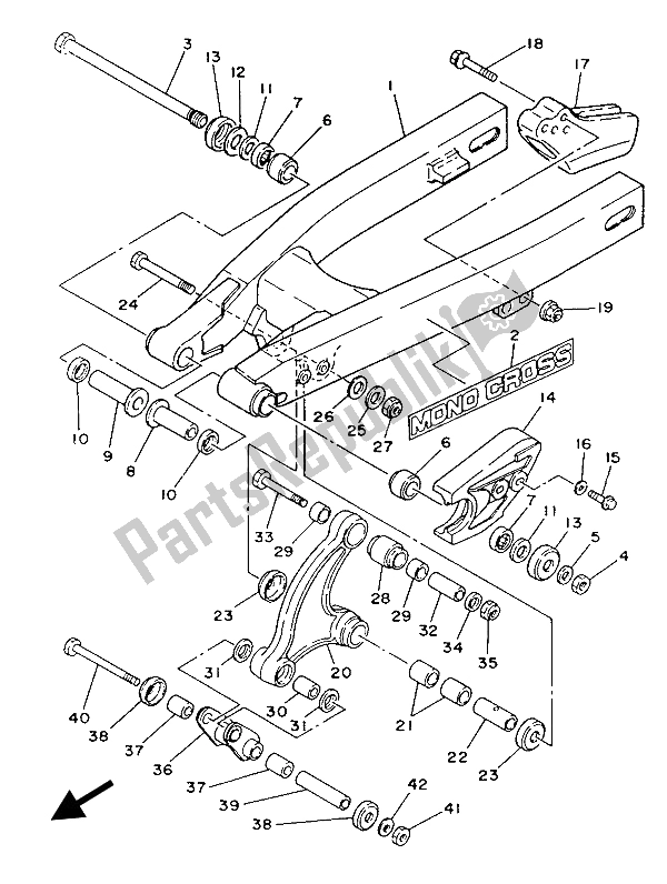 Toutes les pièces pour le Bras Arrière du Yamaha YZ 80 1986