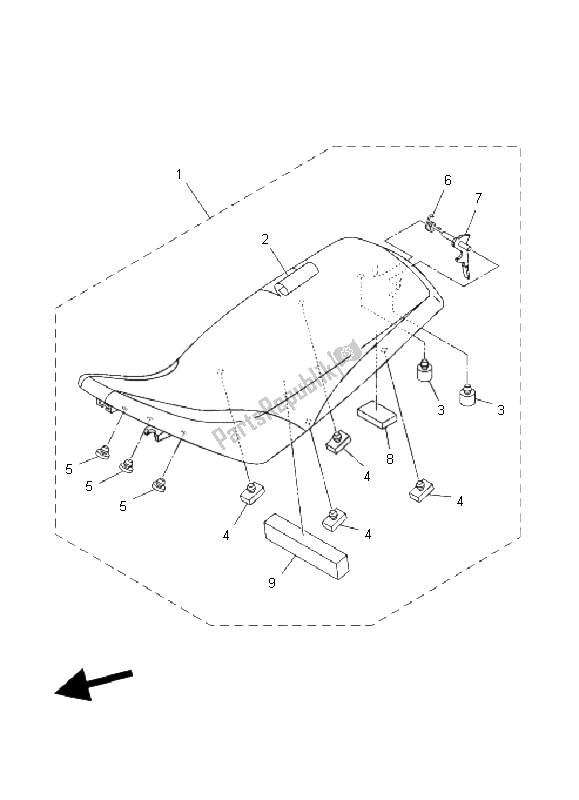 All parts for the Seat of the Yamaha YFM 660R 2003