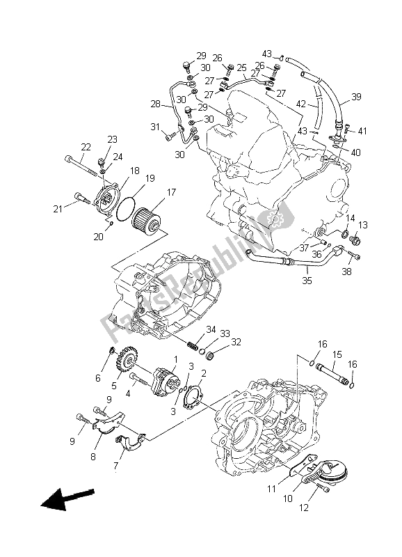 All parts for the Oil Pump of the Yamaha XT 660R 2009