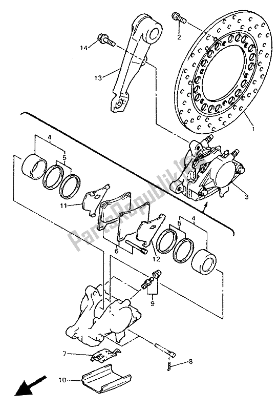 Toutes les pièces pour le étrier De Frein Arrière du Yamaha YZF 750 SP 1994