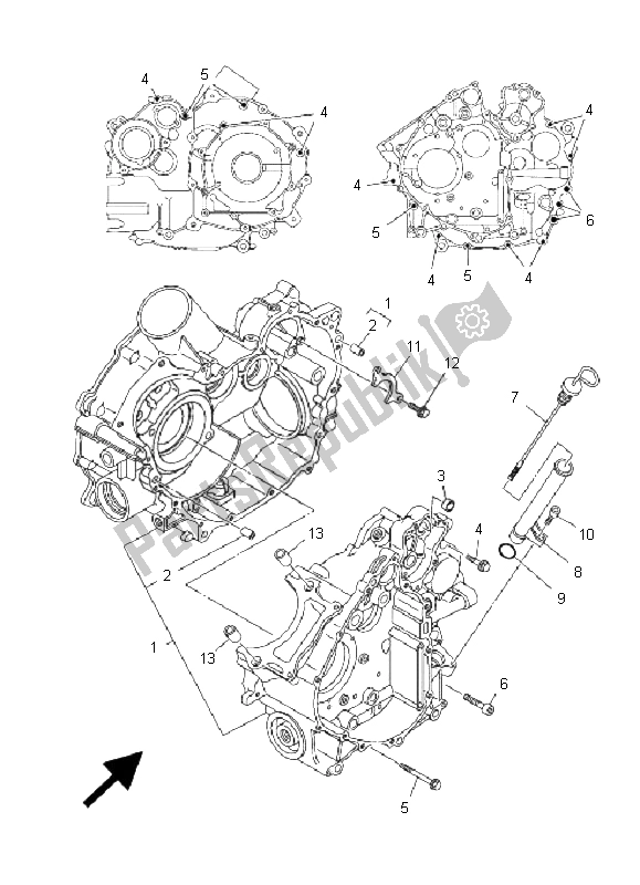 All parts for the Crankcase of the Yamaha YXR 700F Rhino 2008