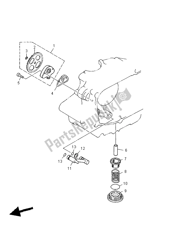 All parts for the Oil Pump of the Yamaha YFM 125 Grizzly 2X4 2012