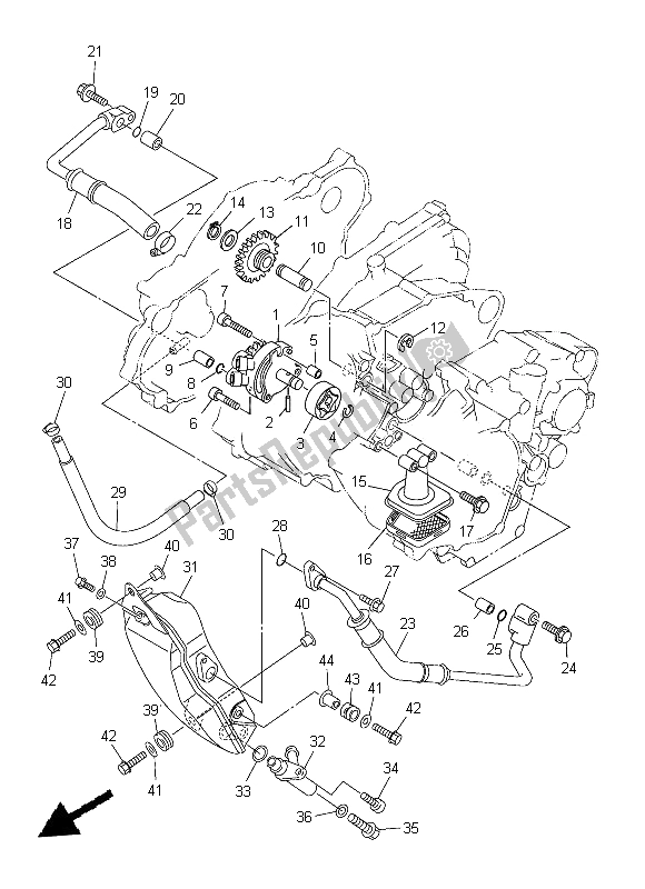 All parts for the Oil Pump of the Yamaha WR 250F 2014