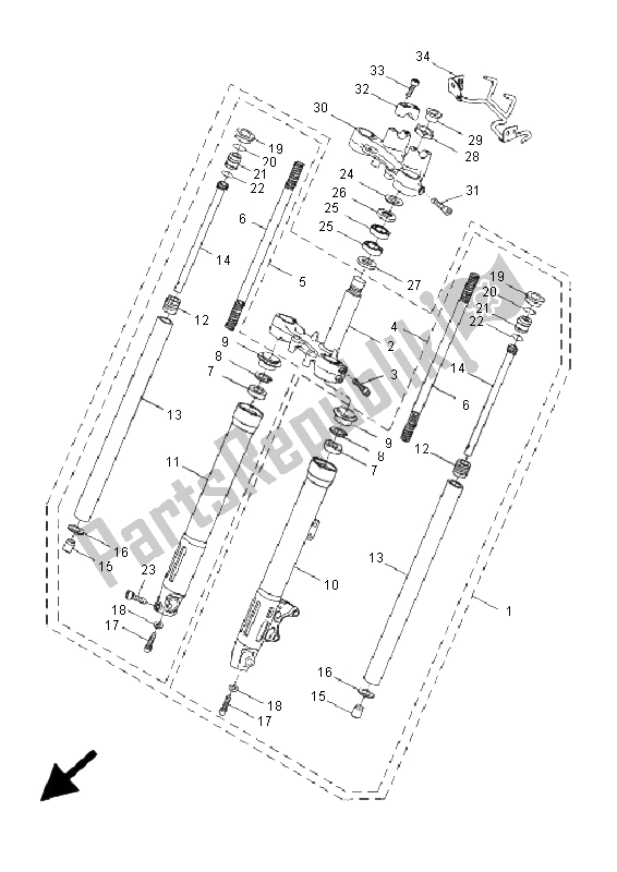All parts for the Front Fork of the Yamaha DT 50R SM 2006
