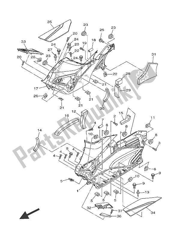 Tutte le parti per il Supporto E Poggiapiedi 2 del Yamaha XP 500A 2016