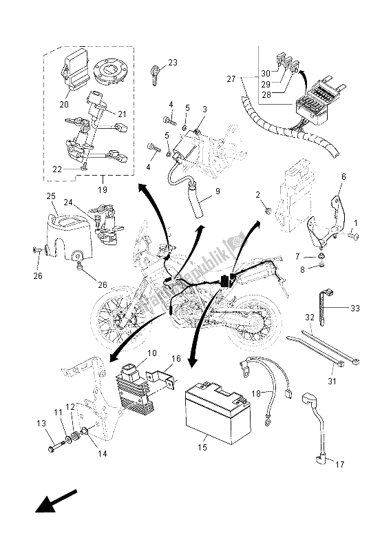 Tutte le parti per il Elettrico 1 del Yamaha XT 660Z Tenere 2012