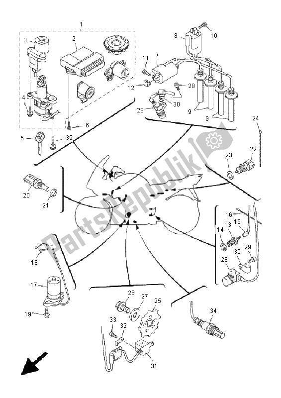 All parts for the Electrical 1 of the Yamaha FJR 1300 2005