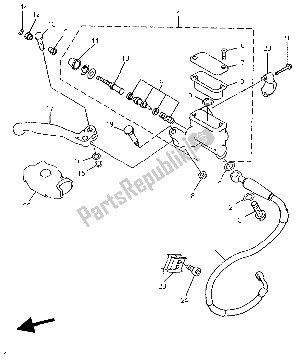 Toutes les pièces pour le Maître-cylindre Avant du Yamaha YZ 250 1996