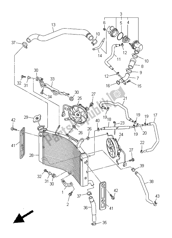 All parts for the Radiator & Hose of the Yamaha FZ8 S 800 2014