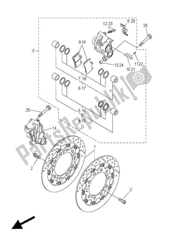 All parts for the Front Brake Caliper of the Yamaha YZF R1 1000 2005