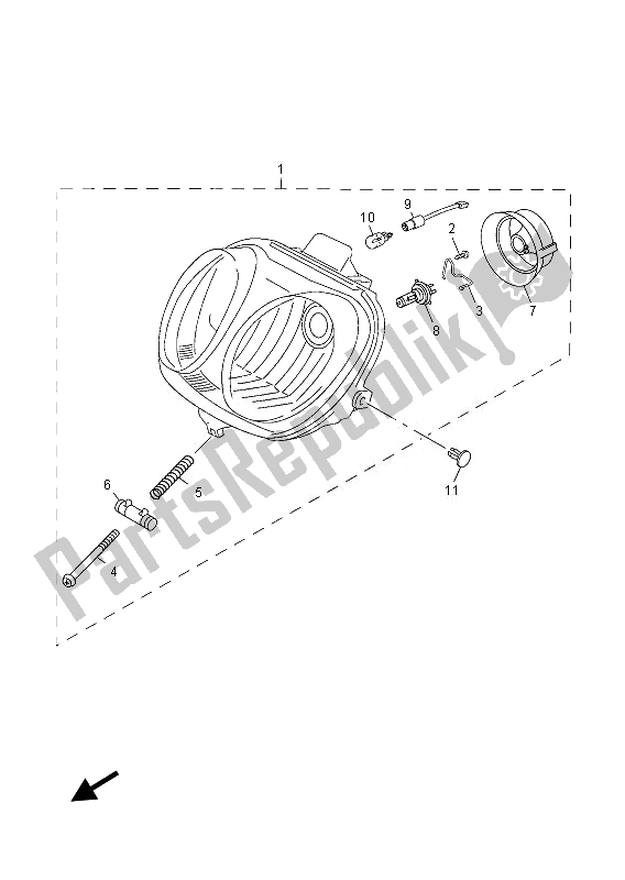 All parts for the Headlight of the Yamaha YN 50 FU 2013