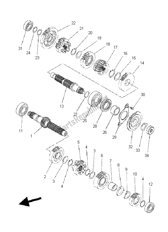 All parts for the Transmission of the Yamaha XT 660X 2011