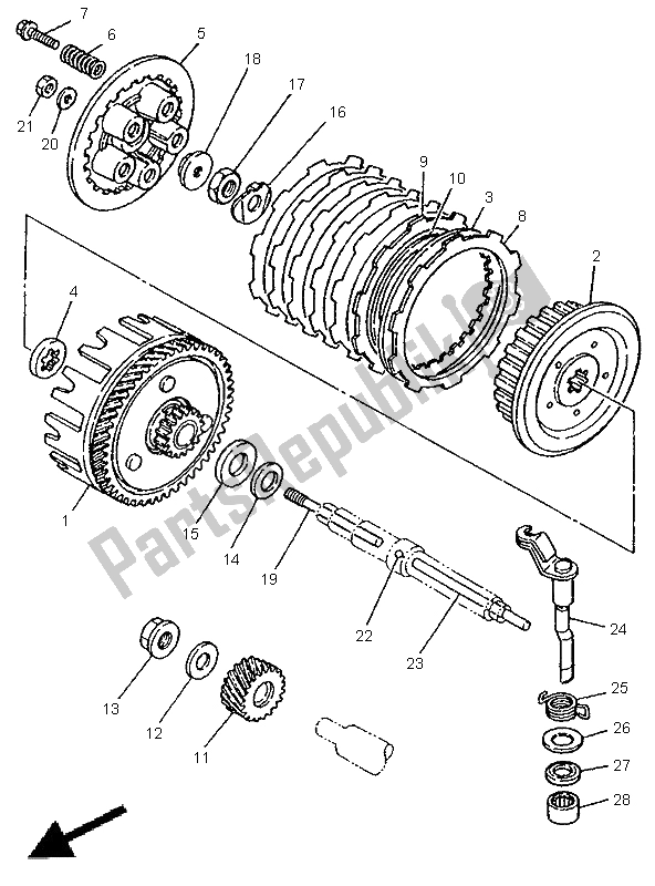 All parts for the Clutch of the Yamaha DT 125R 1998