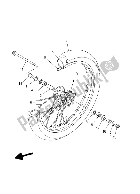 Alle onderdelen voor de Voorwiel (groot Wiel) van de Yamaha TT R 125 SW LW 2002