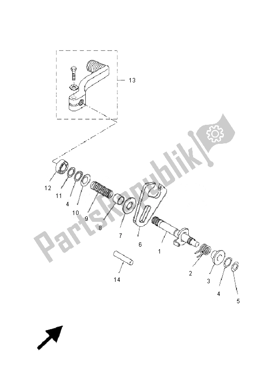 Alle onderdelen voor de Schakelas van de Yamaha DT 50R SM 2010