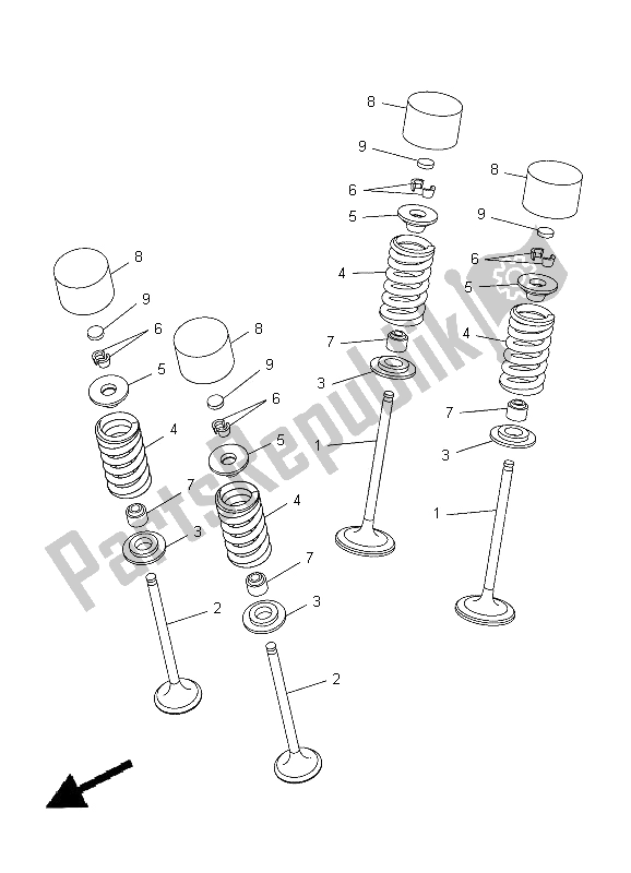 All parts for the Valve of the Yamaha WR 250R 2012