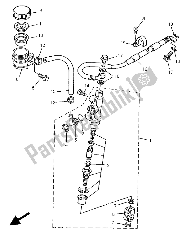 Todas las partes para Cilindro Maestro Trasero de Yamaha YZ 250 1997