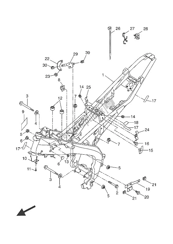 Tutte le parti per il Telaio del Yamaha MT 125A 2016