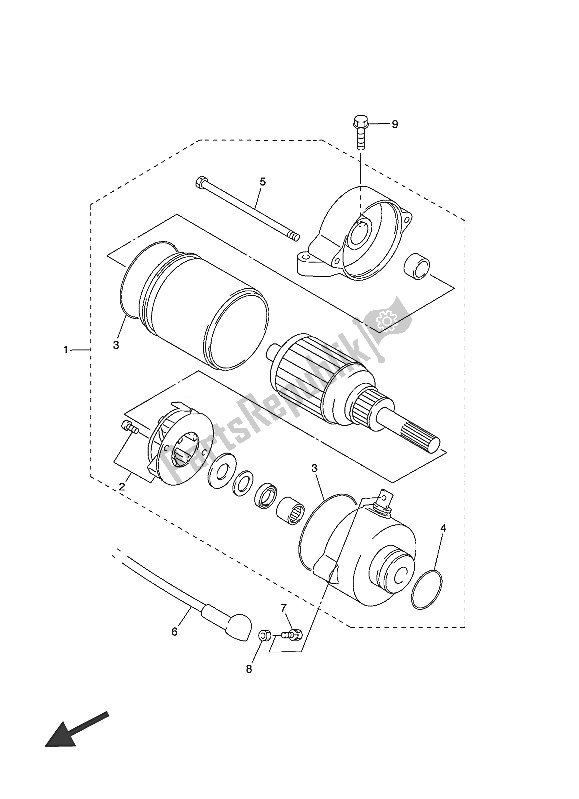 All parts for the Starting Motor of the Yamaha FJR 1300 PA 2016