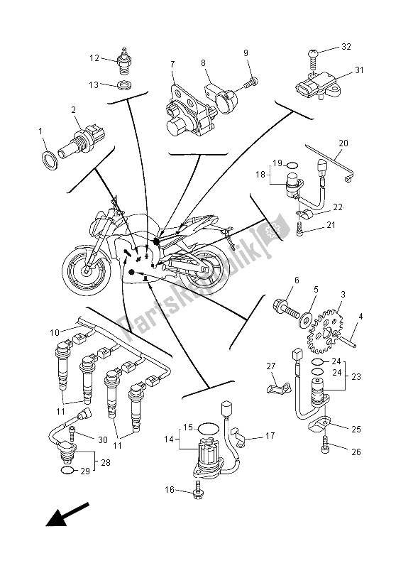 Tutte le parti per il Elettrico 1 del Yamaha FZ1 NA 1000 2012