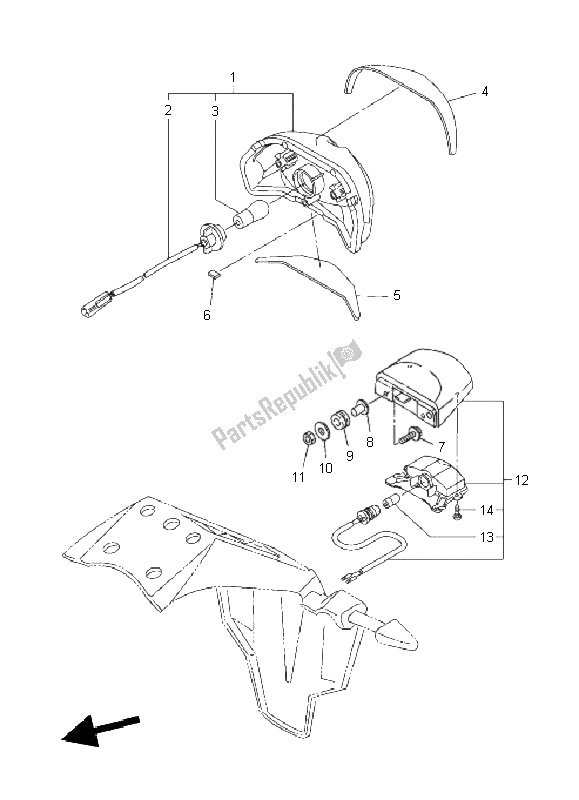 All parts for the Taillight of the Yamaha FZ8 NA 800 2011