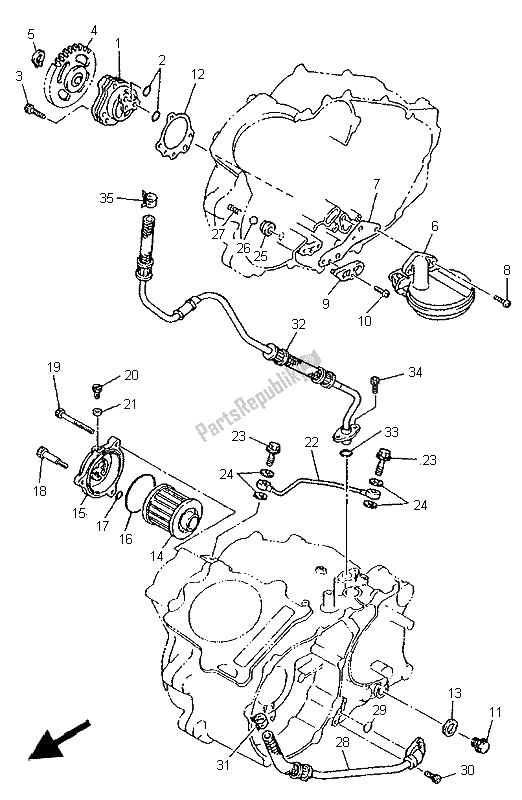 All parts for the Oil Pump of the Yamaha XT 600E 1999