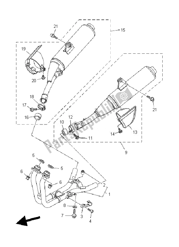 Toutes les pièces pour le échappement du Yamaha TDM 900A 2010