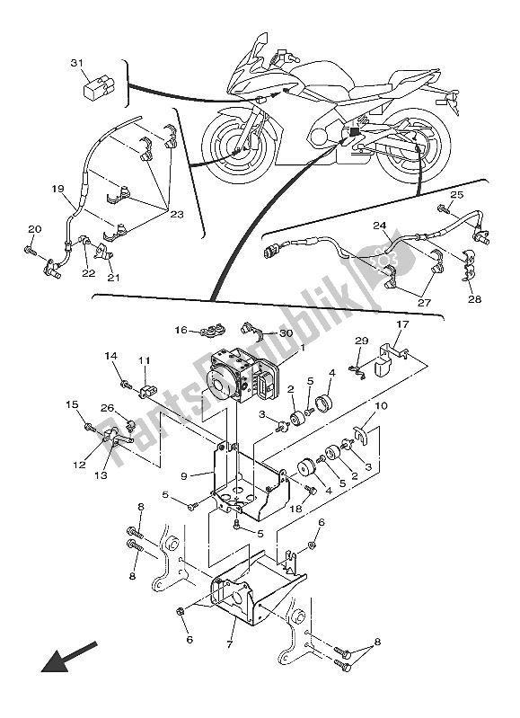 All parts for the Electrical 3 of the Yamaha XJ6 FA 600 2016