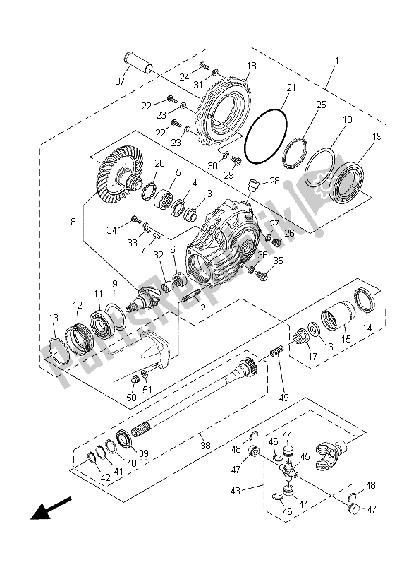 Alle onderdelen voor de Aandrijfas van de Yamaha XT 1200Z 2015