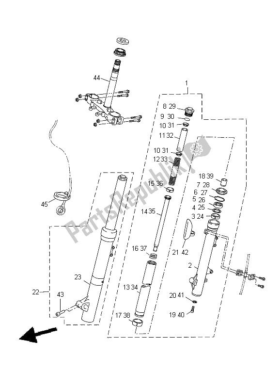 All parts for the Front Fork of the Yamaha WR 125X 2009