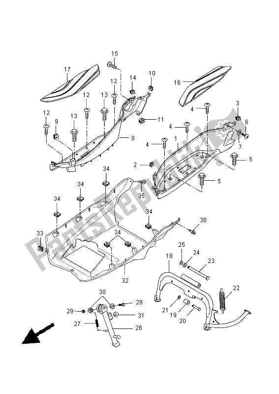 Tutte le parti per il Stand E Poggiapiedi del Yamaha VP 250 2015