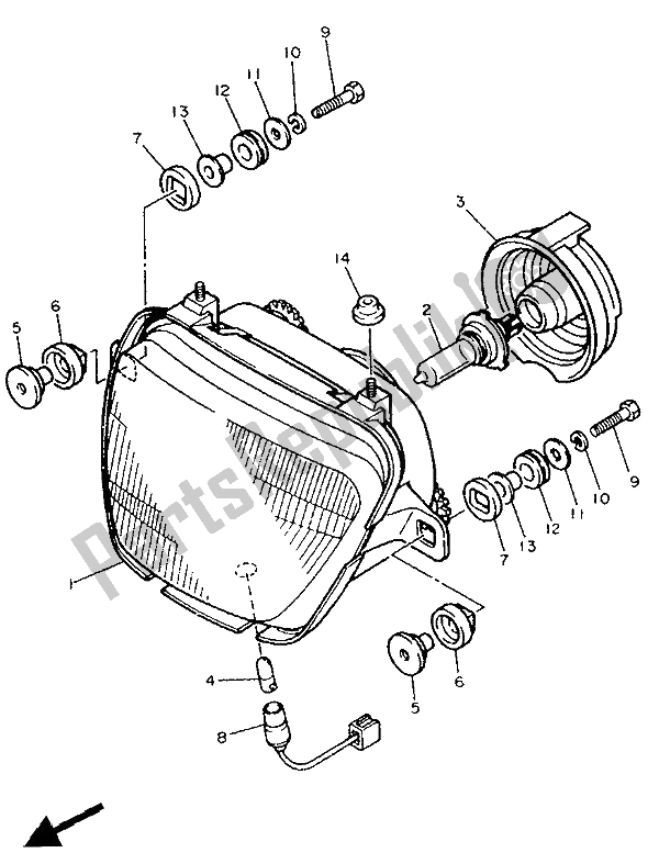 Alle onderdelen voor de Koplamp van de Yamaha FJ 1200 1991