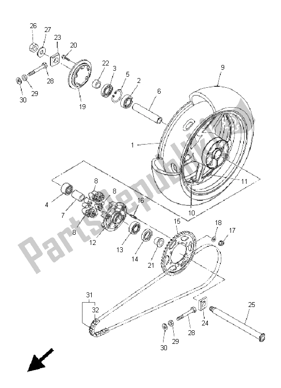 Tutte le parti per il Ruota Posteriore del Yamaha FZ1 NA Fazer 1000 2011