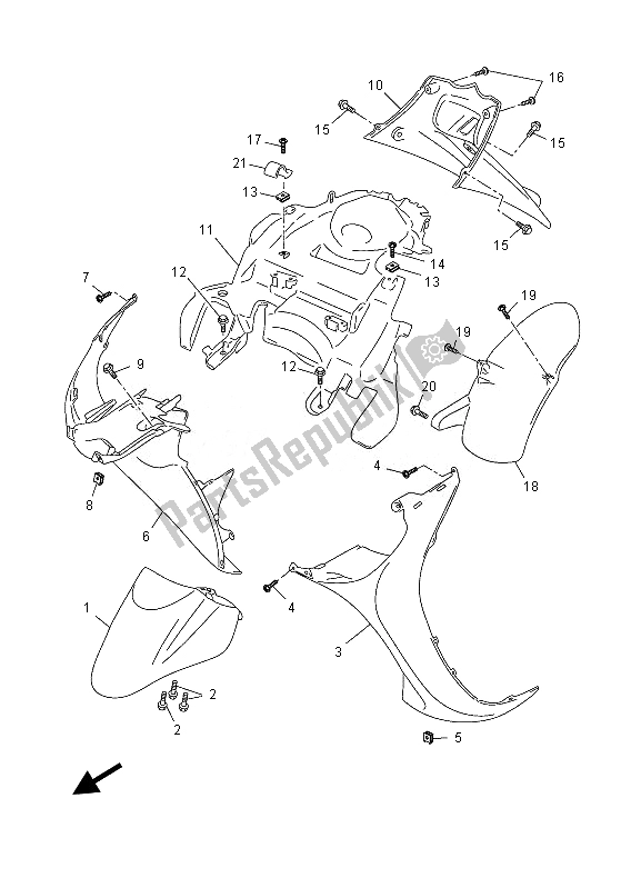 All parts for the Fender of the Yamaha YN 50 FU 2013