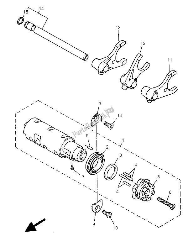 All parts for the Shift Cam & Fork of the Yamaha XJ 900S Diversion 1997