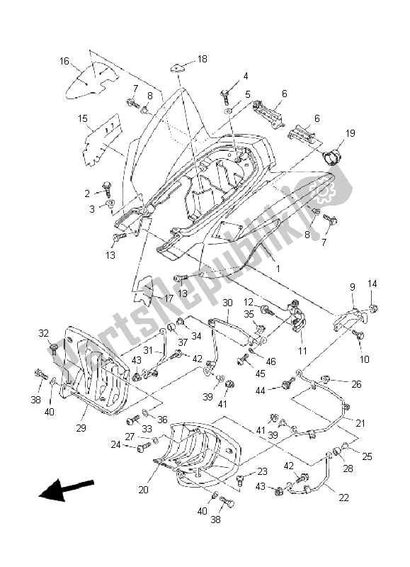 All parts for the Rear Fender of the Yamaha YFZ 450S 2004