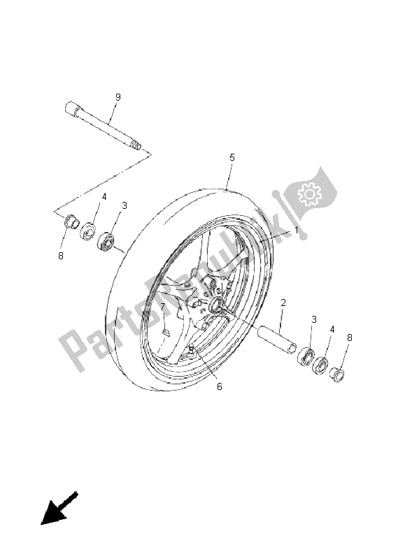 All parts for the Front Wheel of the Yamaha FZ6 N 600 2005